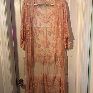 Elegant Lace Pink Kimono